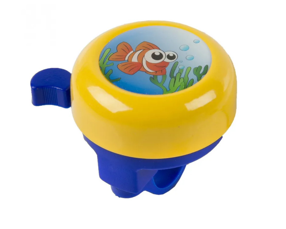 Звонок M-WAVE KIDS BELLA 3D сталь/пластик D=55мм, детский, yellow fish