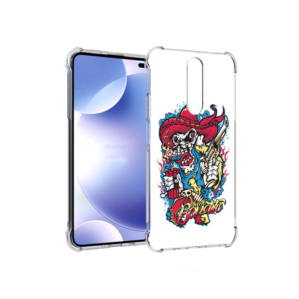 

Чехол MyPads Tocco для Xiaomi Redmi k30 нарисованный скелет с писталетом, Прозрачный, Tocco
