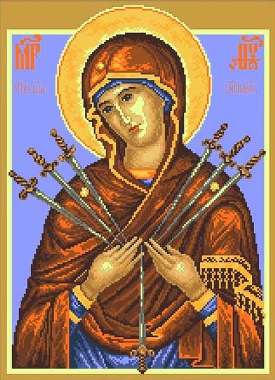 

Рисунок на ткани Икона Божьей Матери Семистрельная