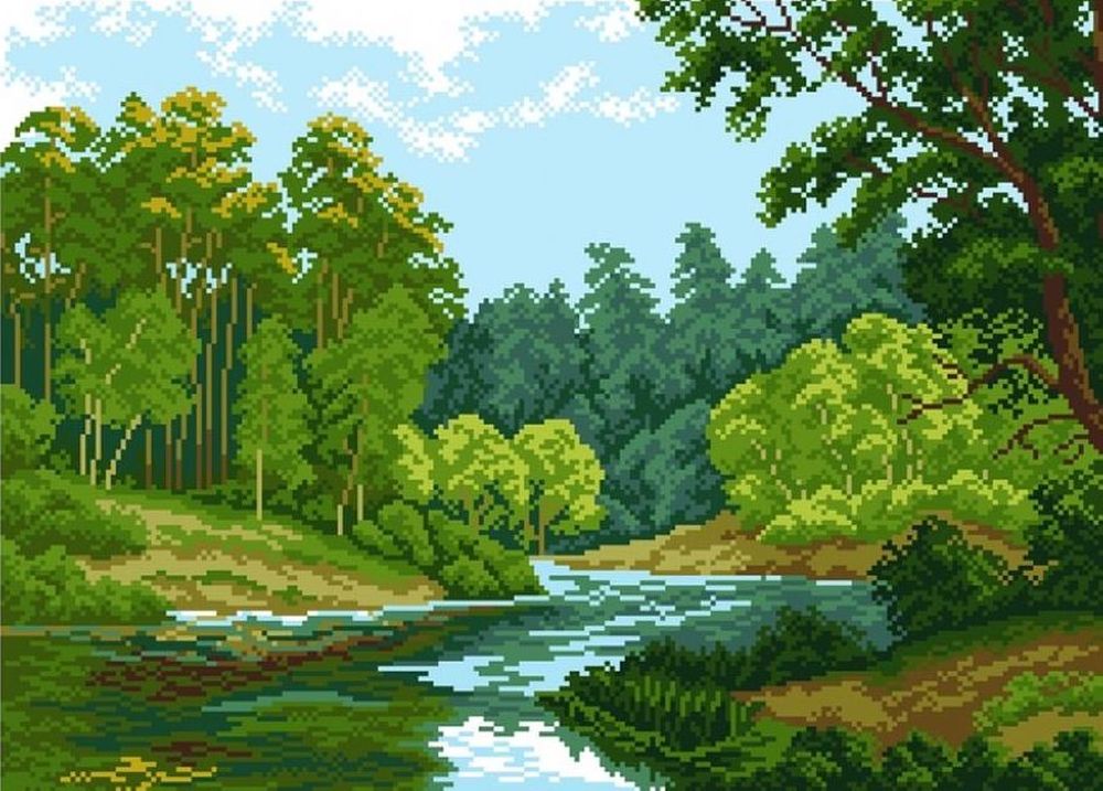 

Рисунок на ткани Зеленый край