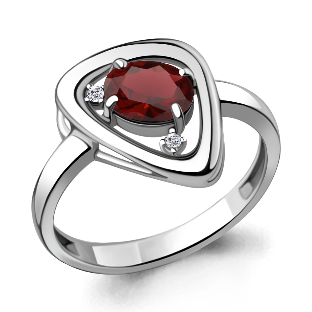 

Кольцо из серебра с гранатом/фианитом р. Aquamarine 6932703А, 6932703А_925_р