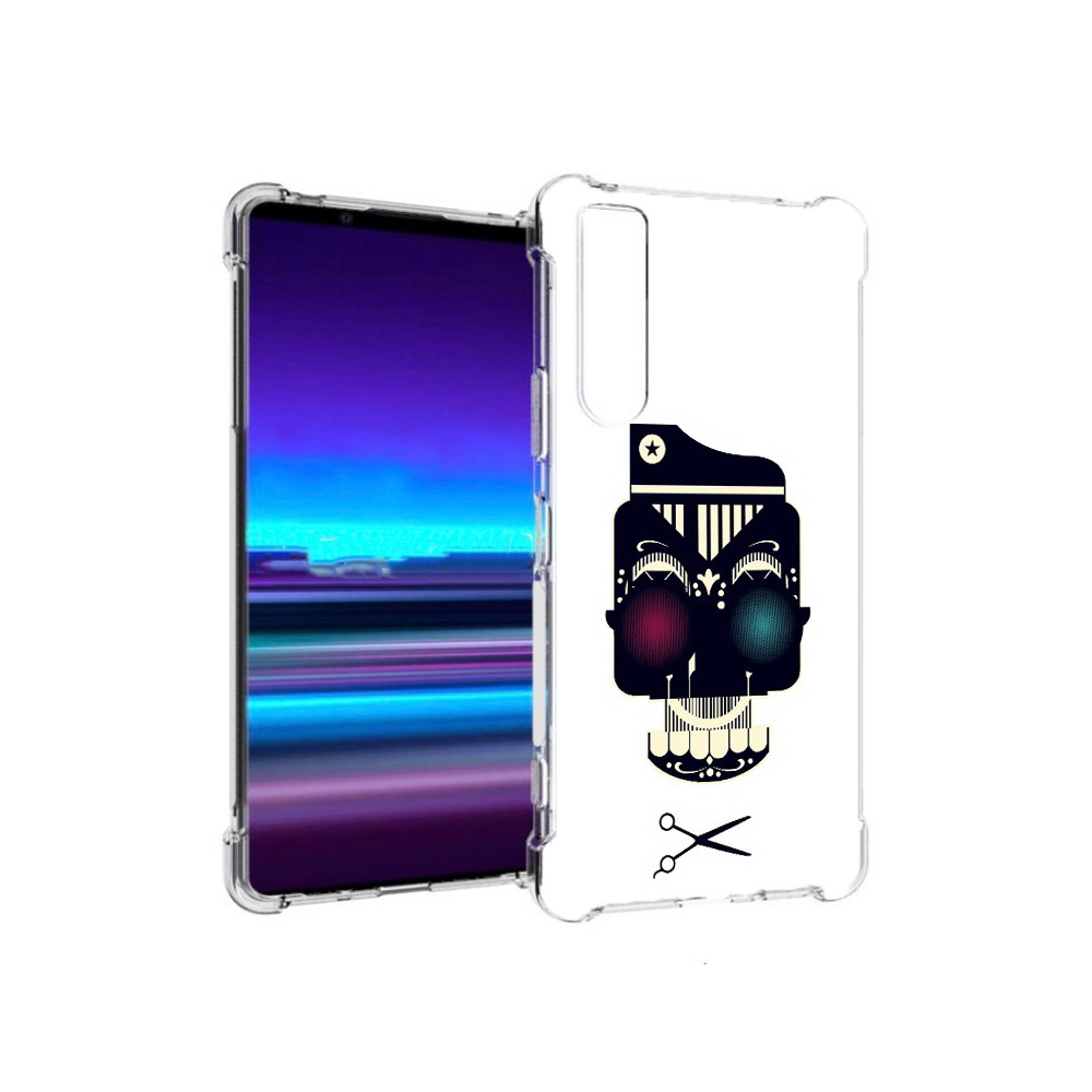 

Чехол MyPads Tocco для Sony Xperia 1 II черно белый скелет с яркими глазами, Прозрачный, Tocco