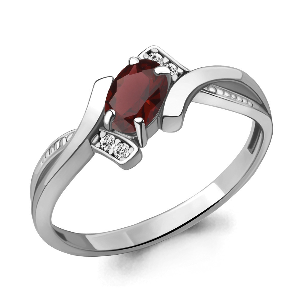 

Кольцо из серебра с гранатом/фианитом р., Aquamarine 6920203А, 6920203А_925_р