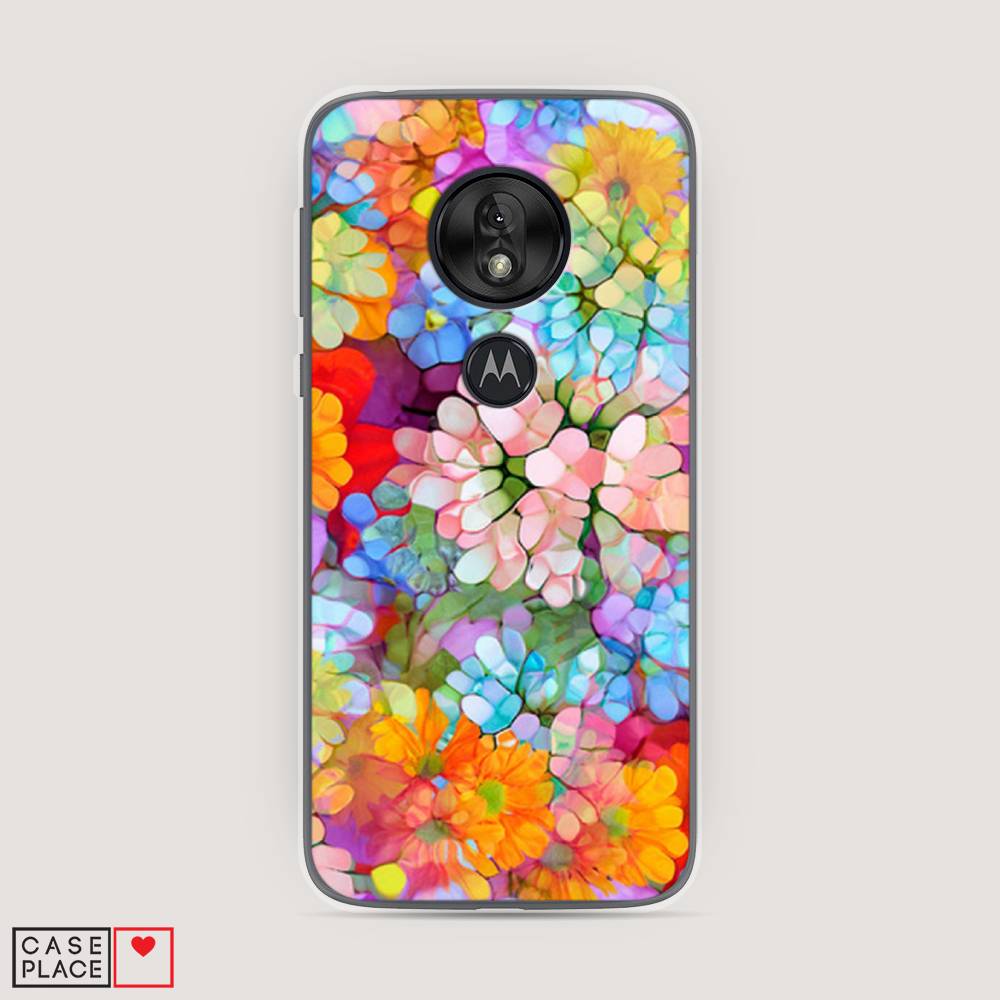 

Чехол на Motorola Moto G7 Play "Цветы витраж", Оранжевый;розовый;голубой, 241250-3