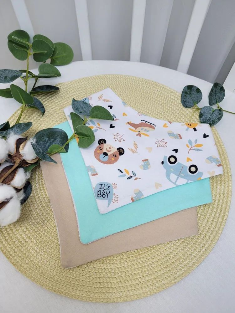 Нагрудники непромокаемые Мишки и машинки 3шт