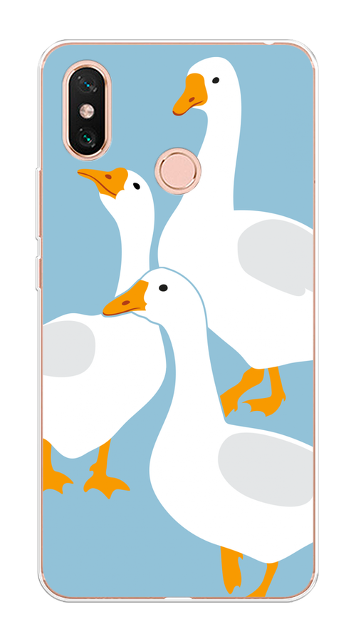 

Чехол на Xiaomi Mi Max 3 "Гусиное трио", Голубой;белый;серый;желтый, 34350-1