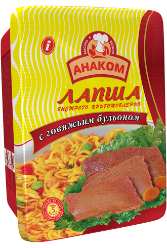 

Лапша быстрого приготовления Анаком с говяжьим бульоном 75 г