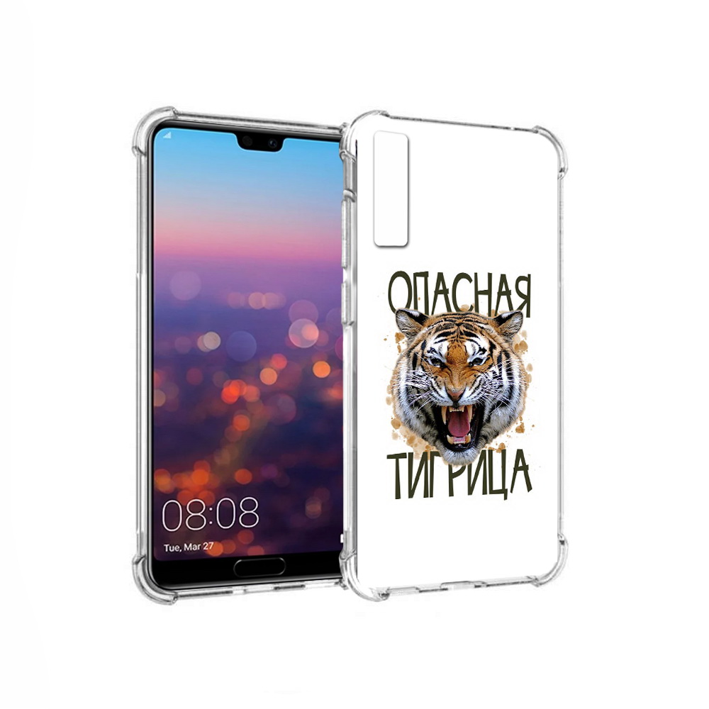

Чехол MyPads Tocco для Huawei P20 Pro опасная тигрица (PT108144.28.527), Прозрачный, Tocco