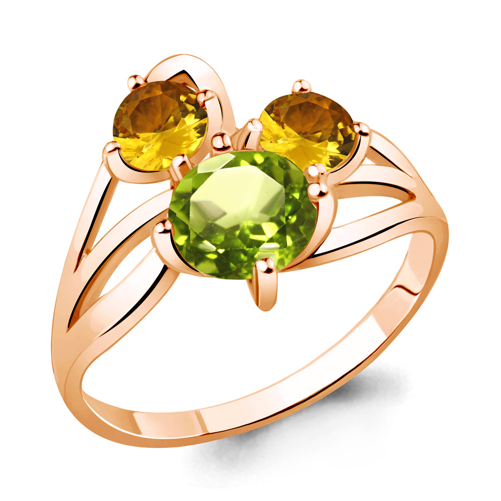 

Кольцо из серебра с хризолитом/цитрином р., Aquamarine 6513638, 6513638_925_з