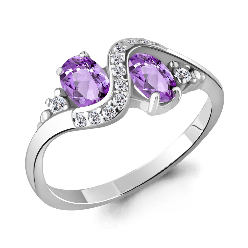 

Кольцо из серебра с аметистом/фианитом р., Aquamarine 6920004А, 6920004А_925_р