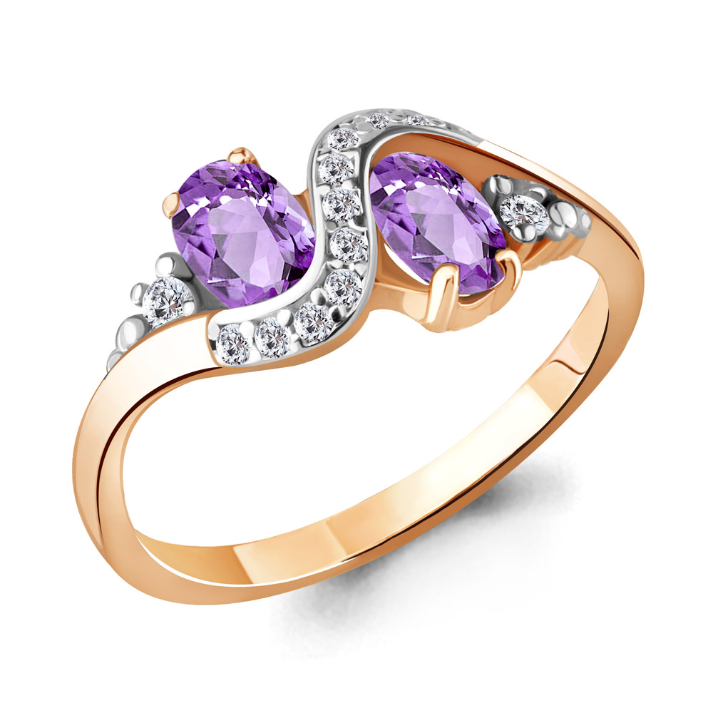 

Кольцо из серебра с аметистом/фианитом р., Aquamarine 6920004А, 6920004А_925_з