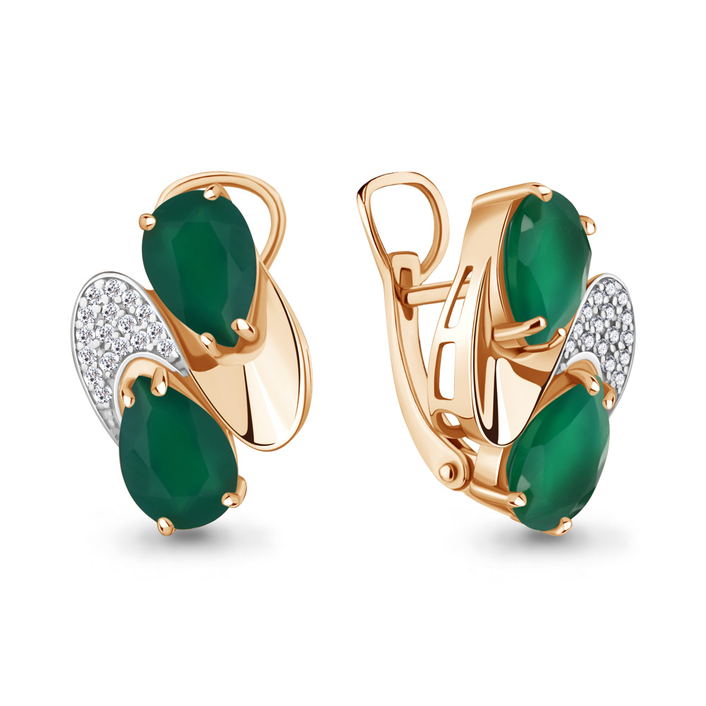 

Серьги из серебра с агатом/фианитом Aquamarine 4479009А, 4479009А_925_з