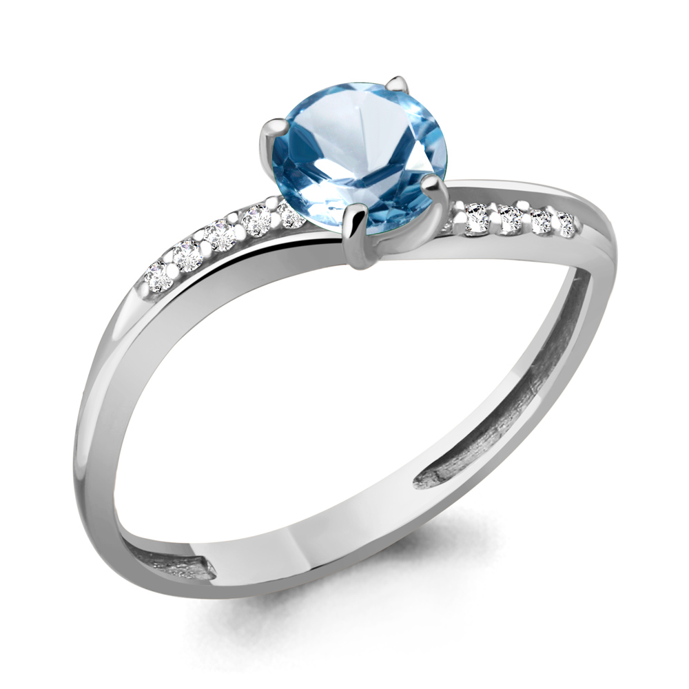 

Кольцо из серебра с топазом/фианитом р. Aquamarine 6511705А, 6511705А_925_р