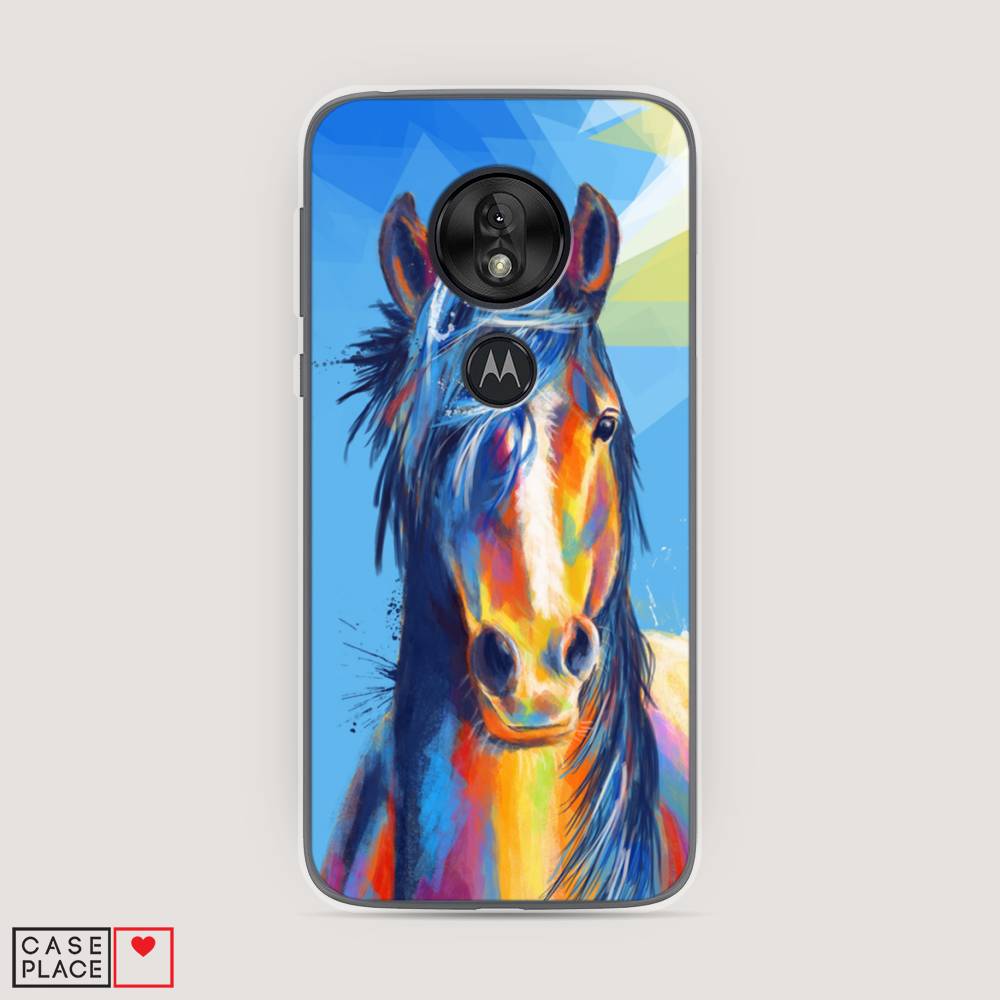 

Чехол на Motorola Moto G7 Play "Лошадь арт 3", Голубой;желтый;синий, 241250-1