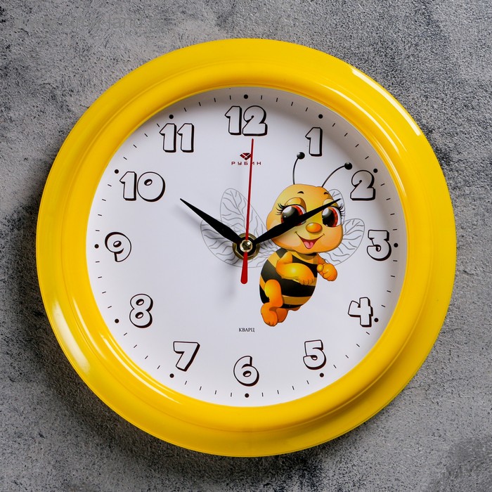 фото Часы настенные, : детские, пчелка, 21х21 см рубин