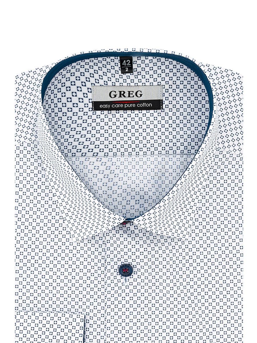 

Рубашка мужская Greg 01-00010361 белая 38, Синий, 01-00010361