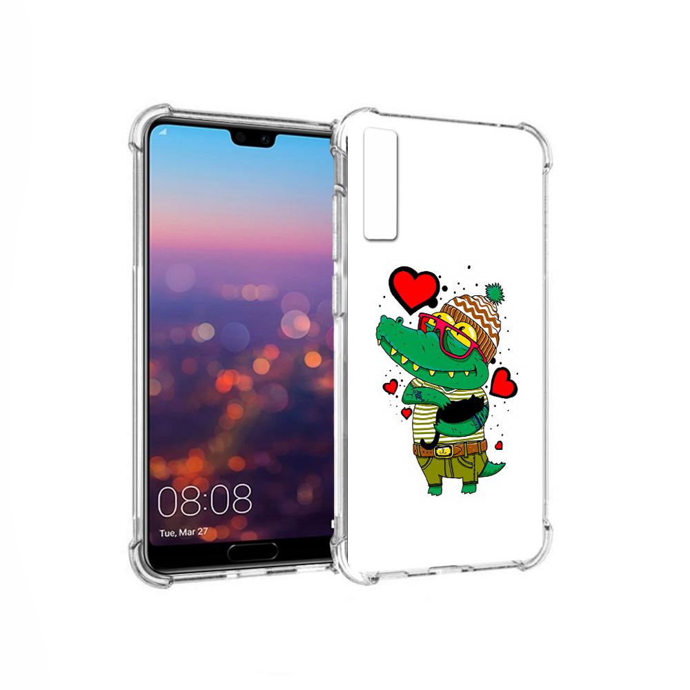 

Чехол MyPads Tocco для Huawei P20 Pro Влюбленный крокодил (PT108144.28.48), Прозрачный, Tocco