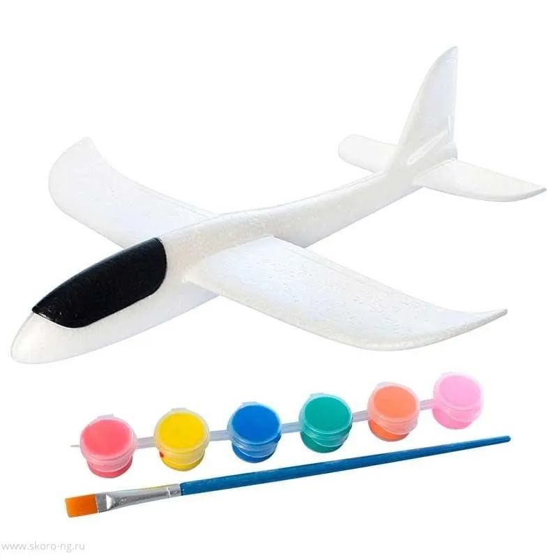 Самолет метательный планер 48 см с красками в комплекте SKY000049 метательный планер 1toy с подсветкой корпуса 47х48 см