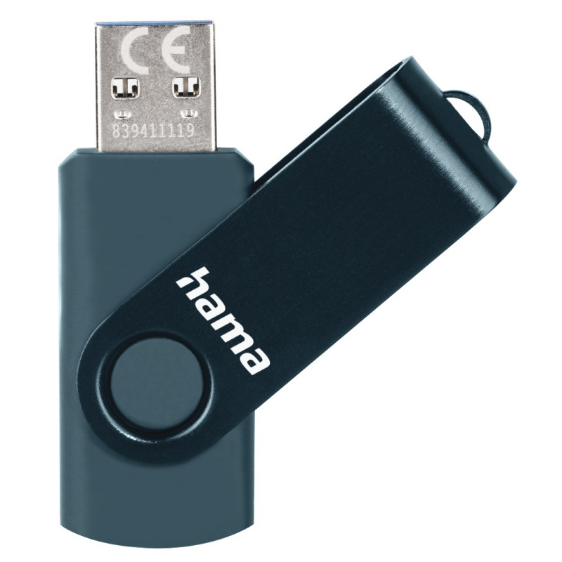 

Флешка Hama "Rotate" USB 3.0, 64GB, 70MB/s, petrol blue 64 ГБ (59164), Флешка Hama "Rotate" USB 3.0, 64GB, 70MB/s, petrol blue