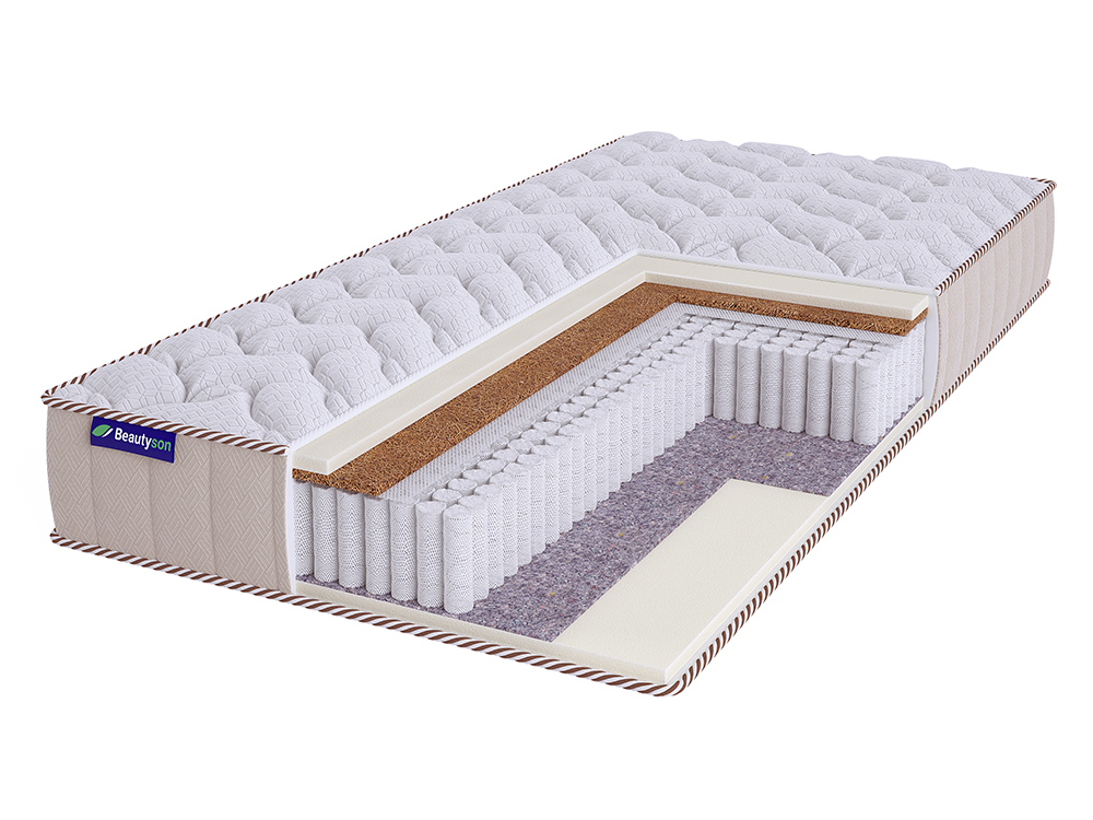 

Матрас BeautySon SPRING Soft Cocos S1200 LUX 150х200, Белый, SPRING Soft Cocos S1200 LUх