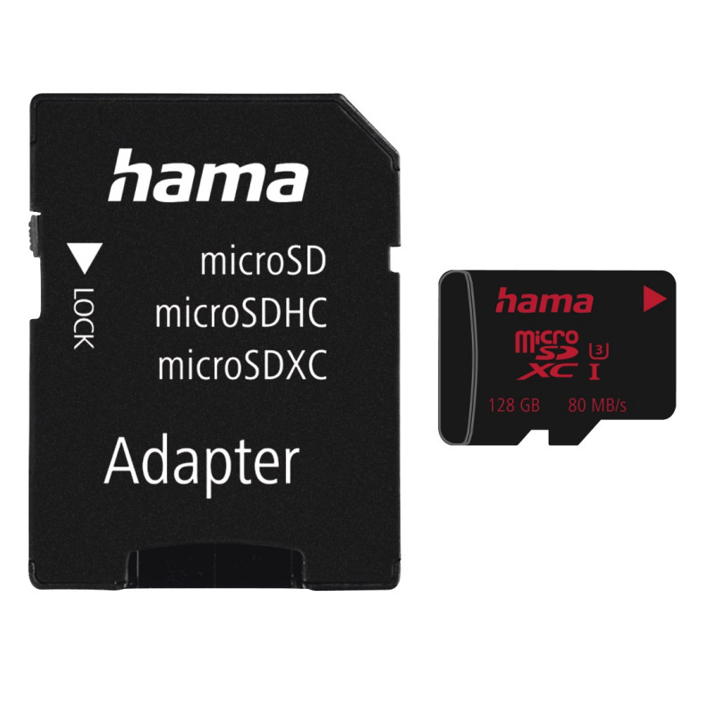 фото Карта памяти hama microsdxc 128gb uhs speed ​​​​class 3 uhs-i 80mb/s + adapter