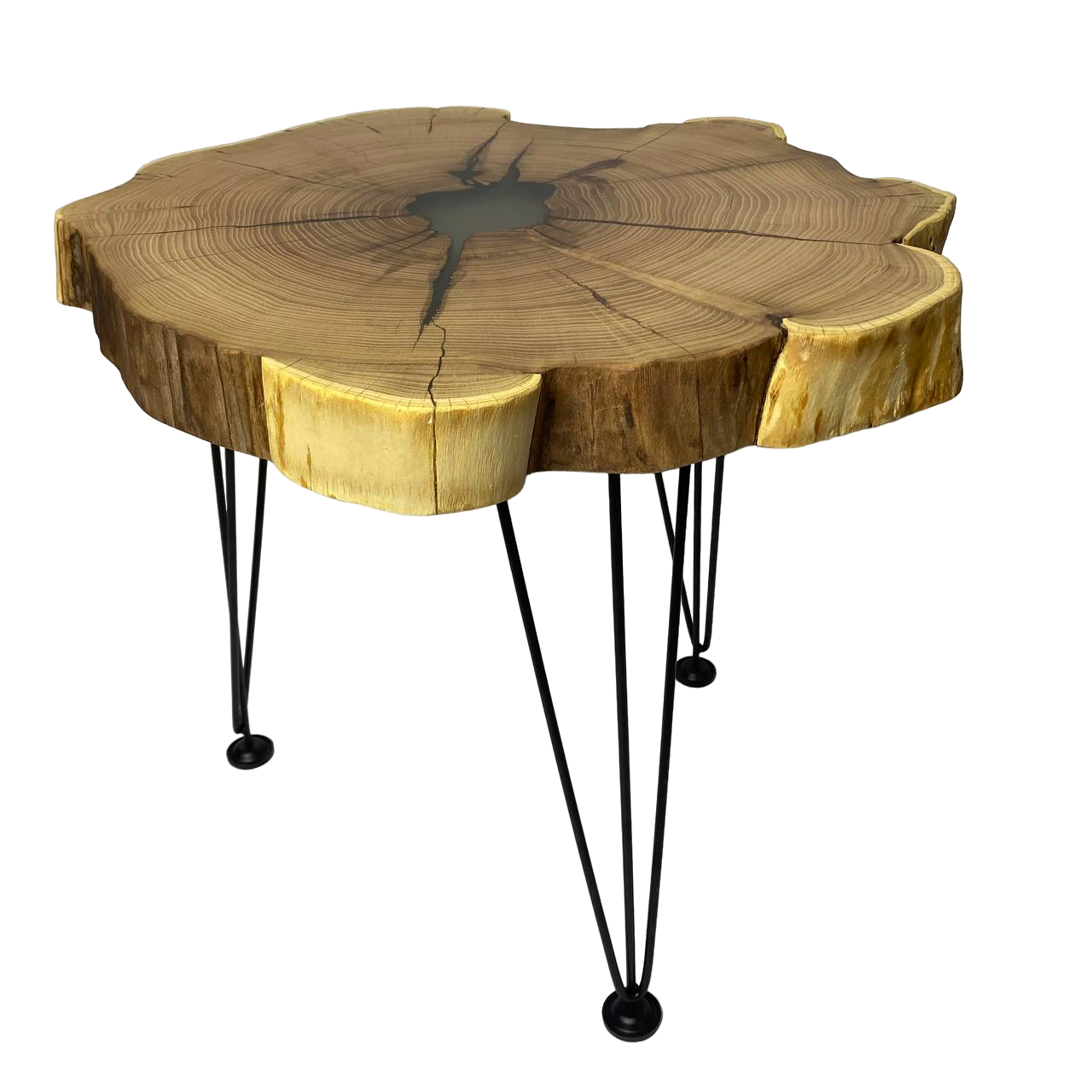 

Журнальный столик из спила дерева и эпоксидной смолы Thunder cloud 18-12-4 53x47x50 см, model 1