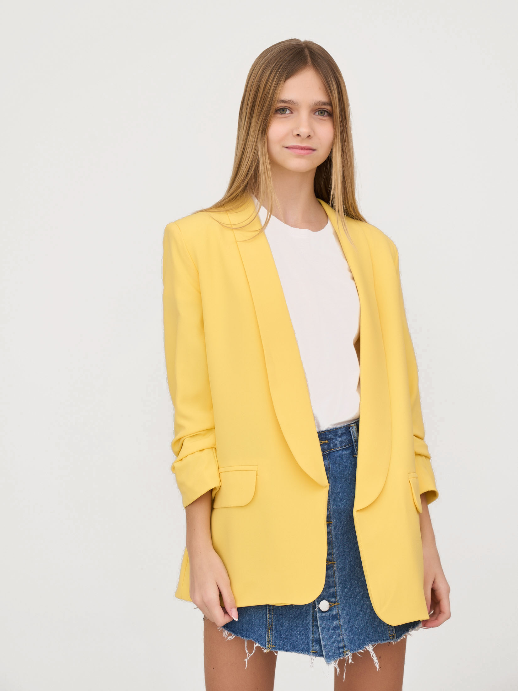 Пиджак детский для девочек Olya Stoff kOS16004 Цвет желтый размер 164