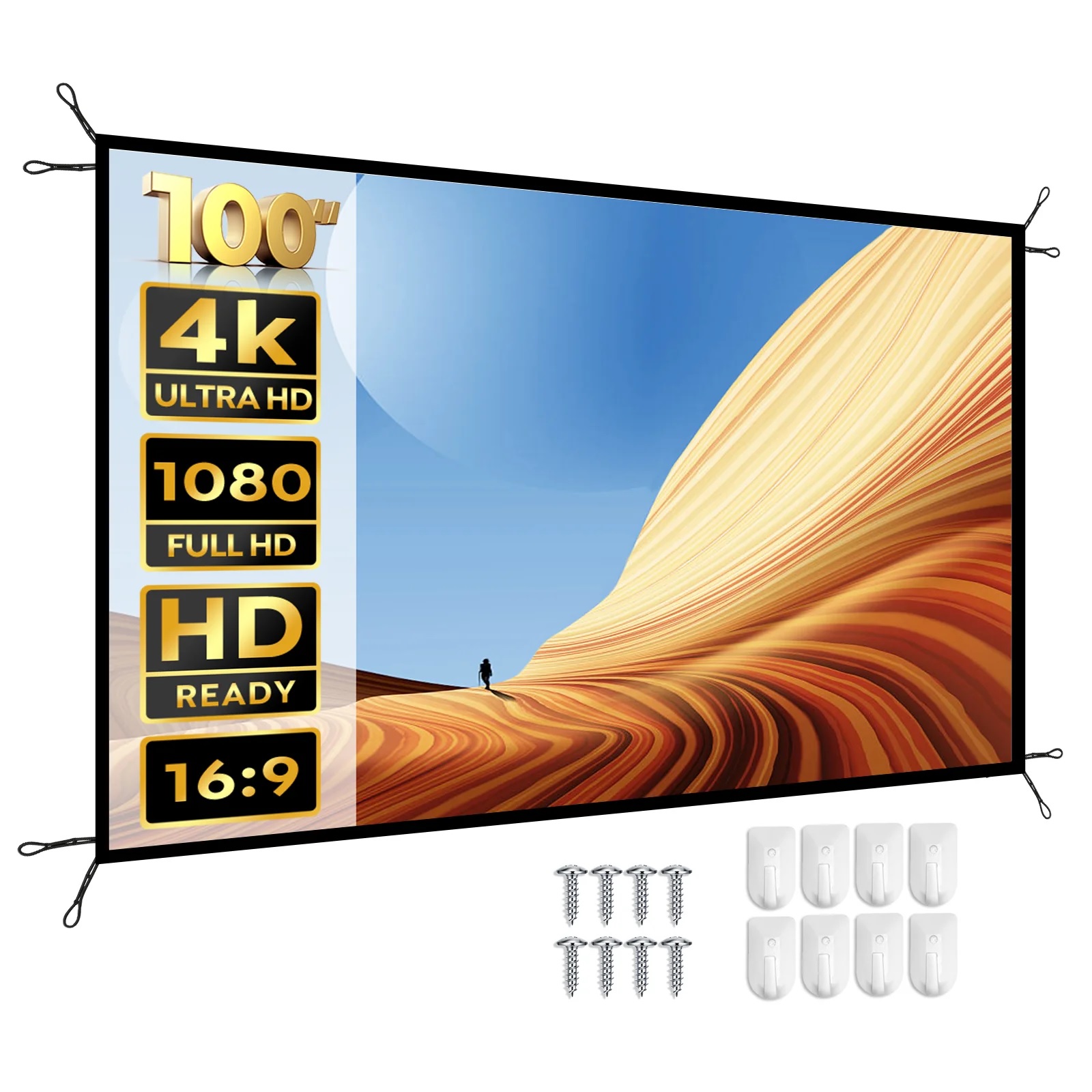 

Экран для проектора YABER YS-100F (мобильный, 16:9, 100"), Белый, YS-100F