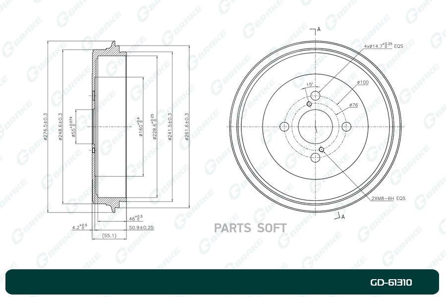 Тормозной барабан GBRAKE GD61310