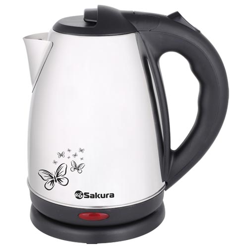 Чайник электрический SAKURA SA-2135S 1.8 л черный, серебристый мультиварка sakura sa 7753w серебристый