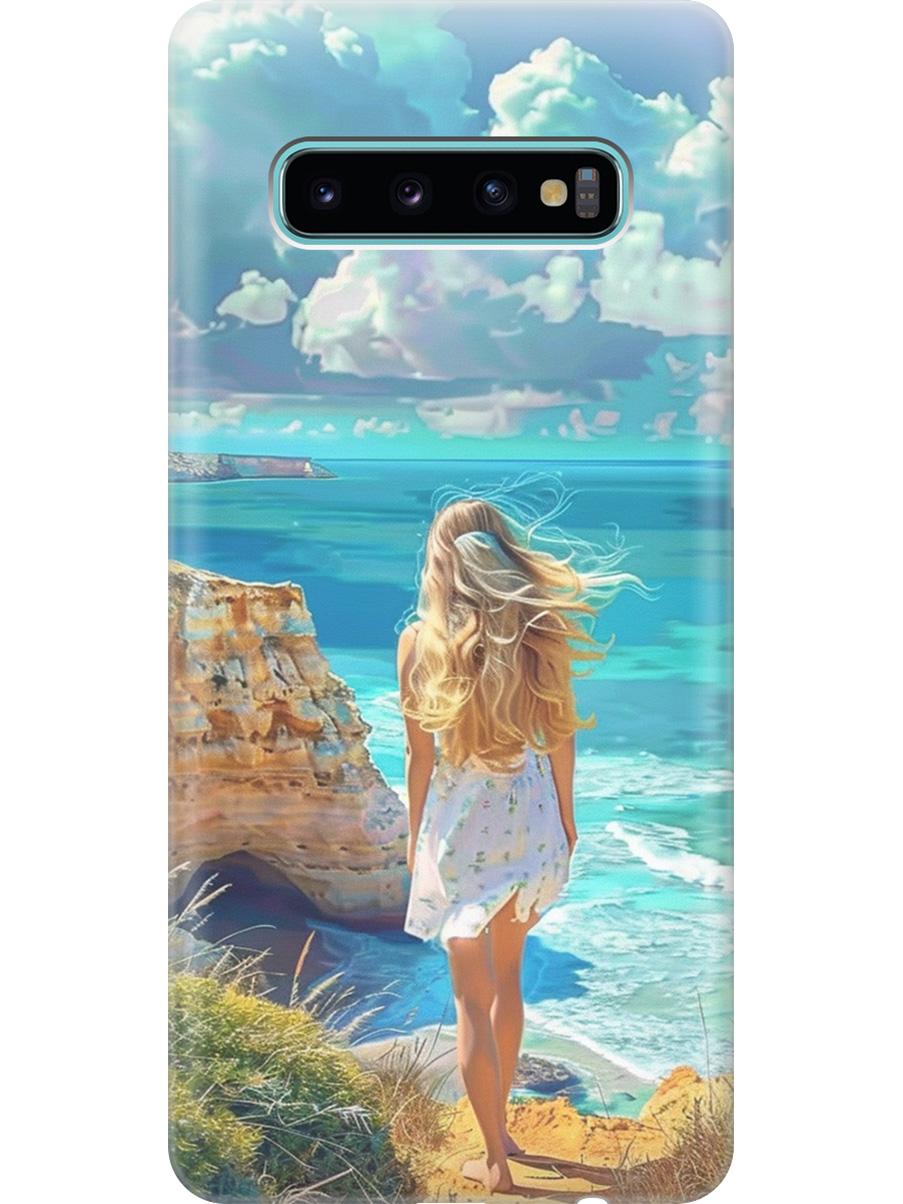 

Силиконовый чехол на Samsung Galaxy S10+ с принтом "Безкрайнее море", Прозрачный;белый;голубой;желтый, 720461141