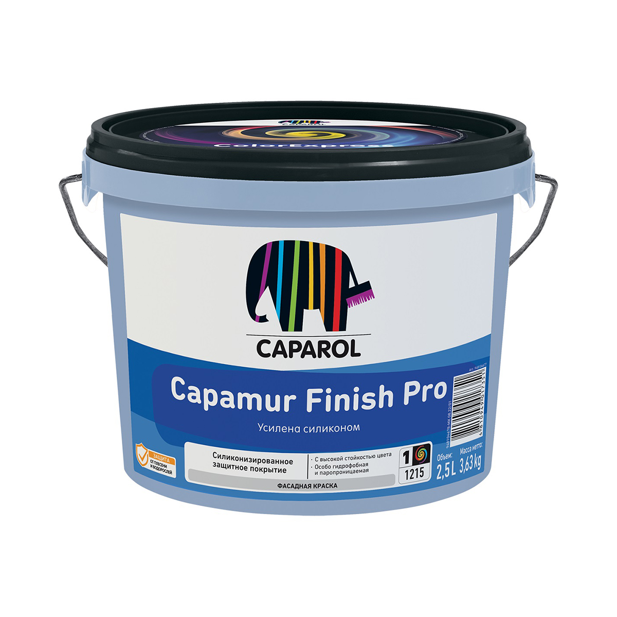 Краска фасадная Caparol Capamur Finish Pro, база 1, белая, 2,5 л