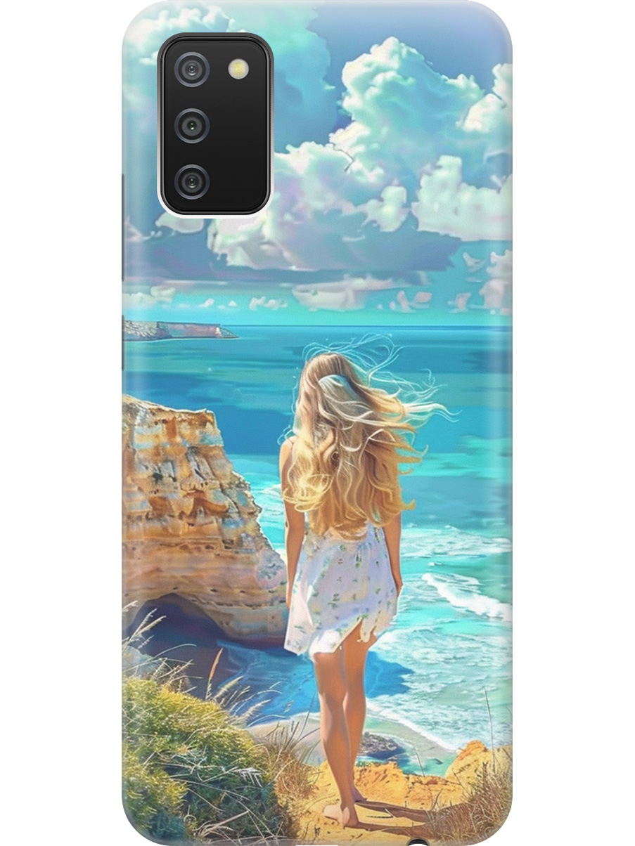 

Силиконовый чехол на Samsung Galaxy A02s с принтом "Безкрайнее море", Прозрачный;белый;голубой;желтый, 723602941