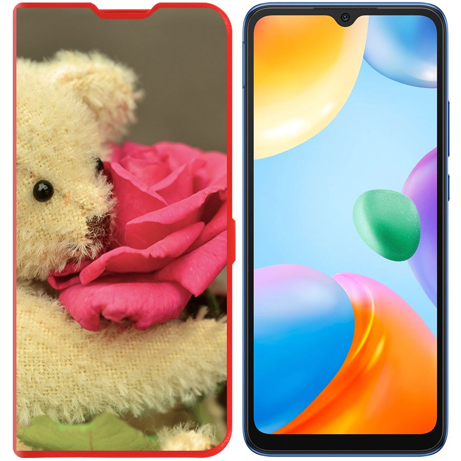 Чехол-книжка Eco Book для Xiaomi Redmi 10C Медвежонок с розой
