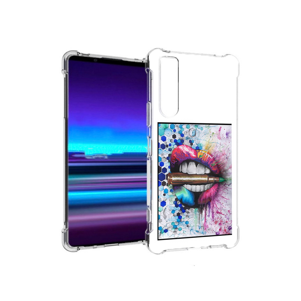 

Чехол MyPads Tocco для Sony Xperia 1 II разноцветные губы с пулей (PT148152.232.571), Прозрачный, Tocco