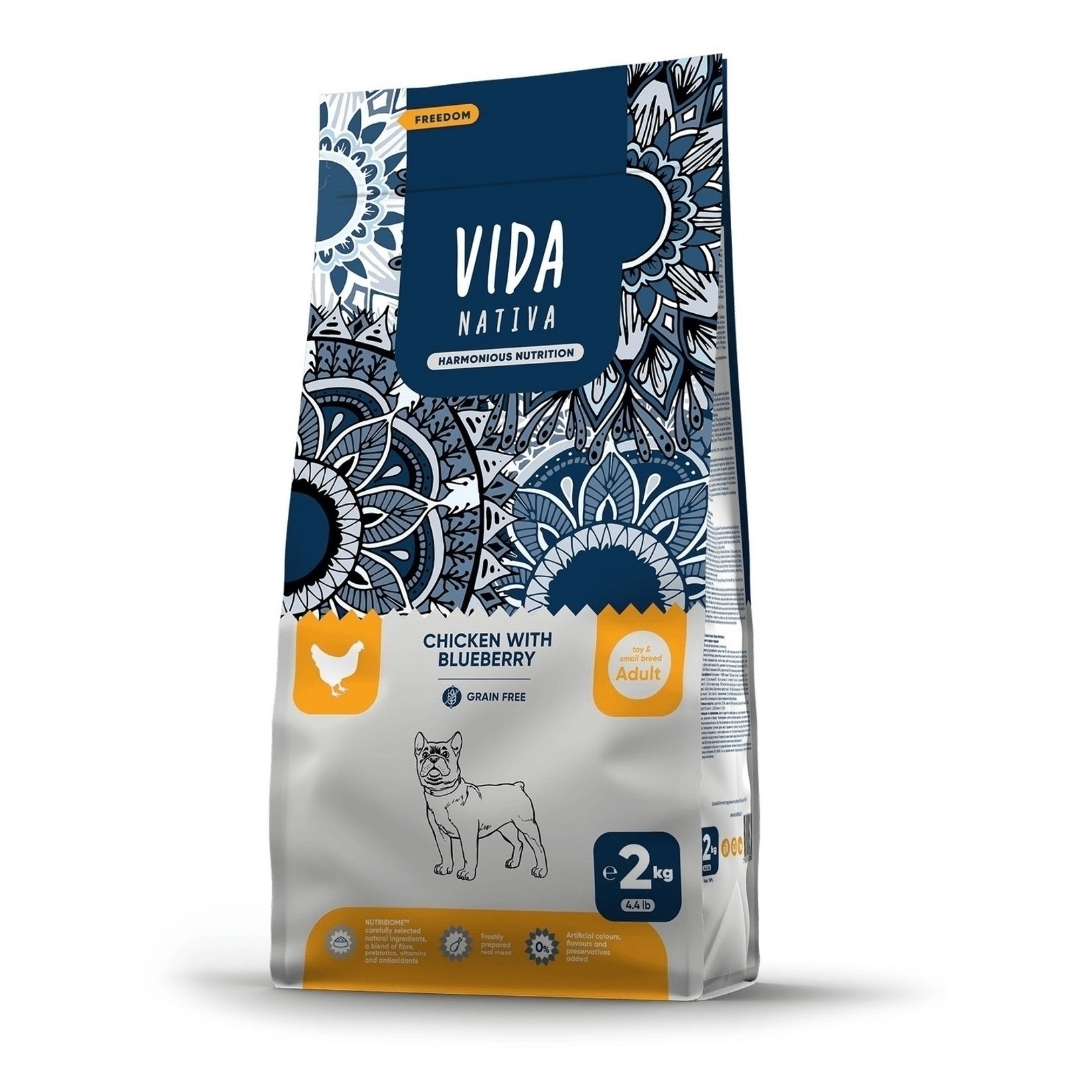 Сухой корм Vida Super с курицей и черникой для собак мелких пород 2 кг