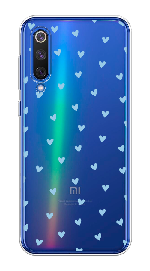 

Чехол на Xiaomi Mi9 SE "Голубые сердечки паттерн", Голубой;прозрачный, 35250-1