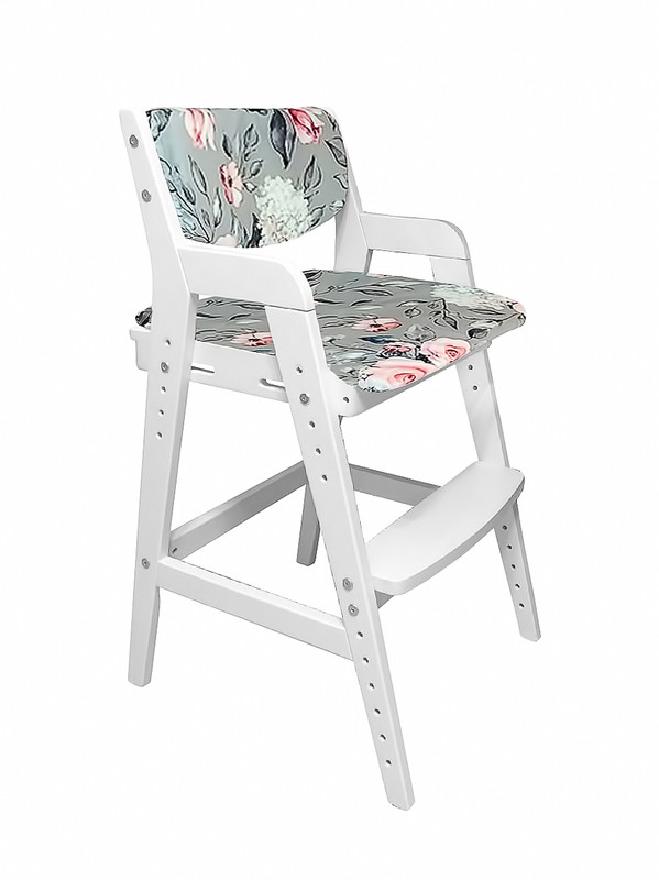фото Детский растущий стул вуди белый с подушками розы pvd0022 38 попугаев