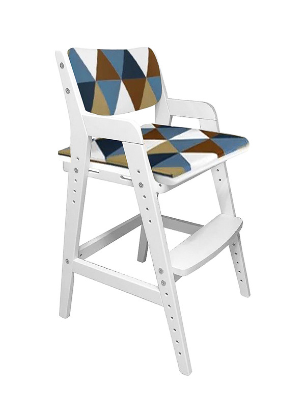 Детский растущий стул Вуди с подушками, цвет Белый/Ромбусы PVD0023