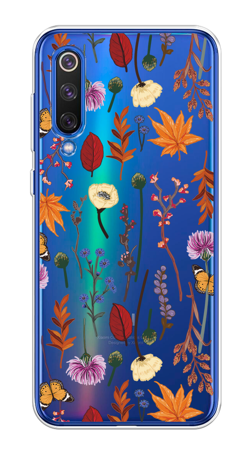 

Чехол на Xiaomi Mi9 SE "Orange Purple flowers", Оранжевый;красный;розовый;желтый;прозрачный, 35250-1