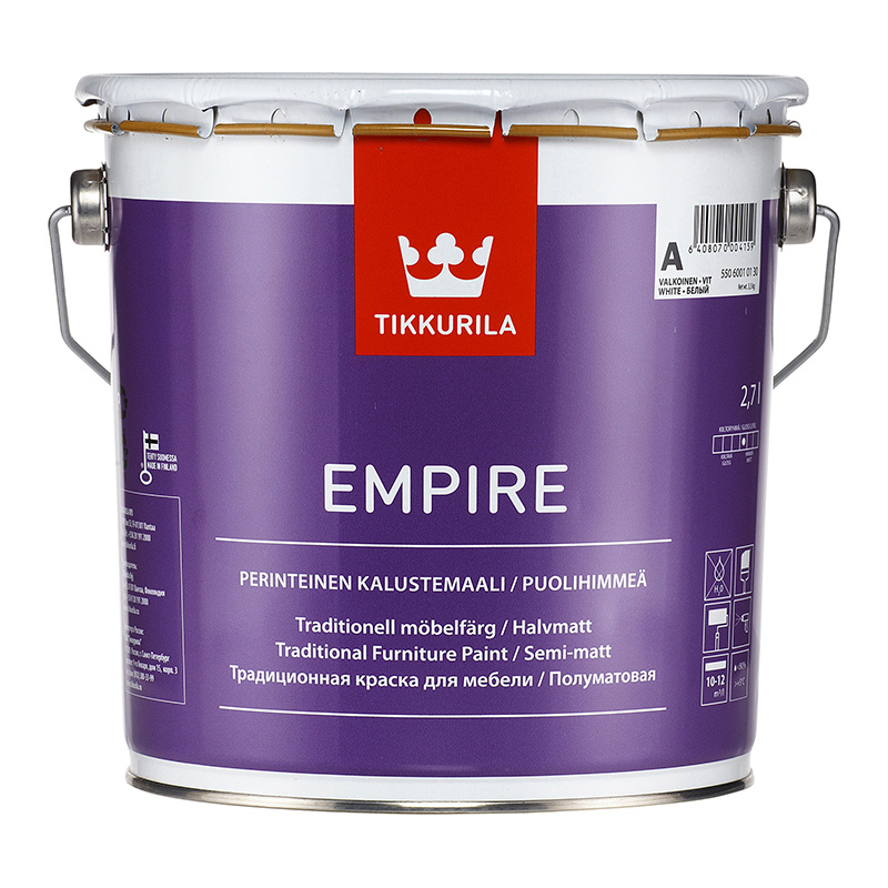 фото Краска тиксотропная алкидная tikkurila empire для мебели база а 2,7 л