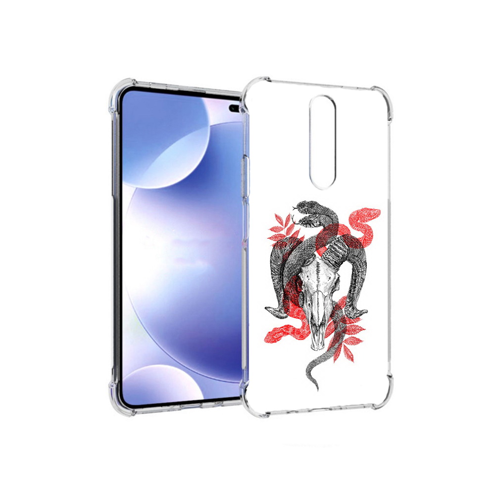 

Чехол MyPads Tocco для Xiaomi Redmi k30 змея в черепе рисунок (PT226950.302.365), Прозрачный, Tocco