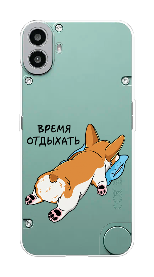 

Чехол на CMF Phone 1 "Корги отдыхает", Черный;коричневый;голубой, 3300450-1