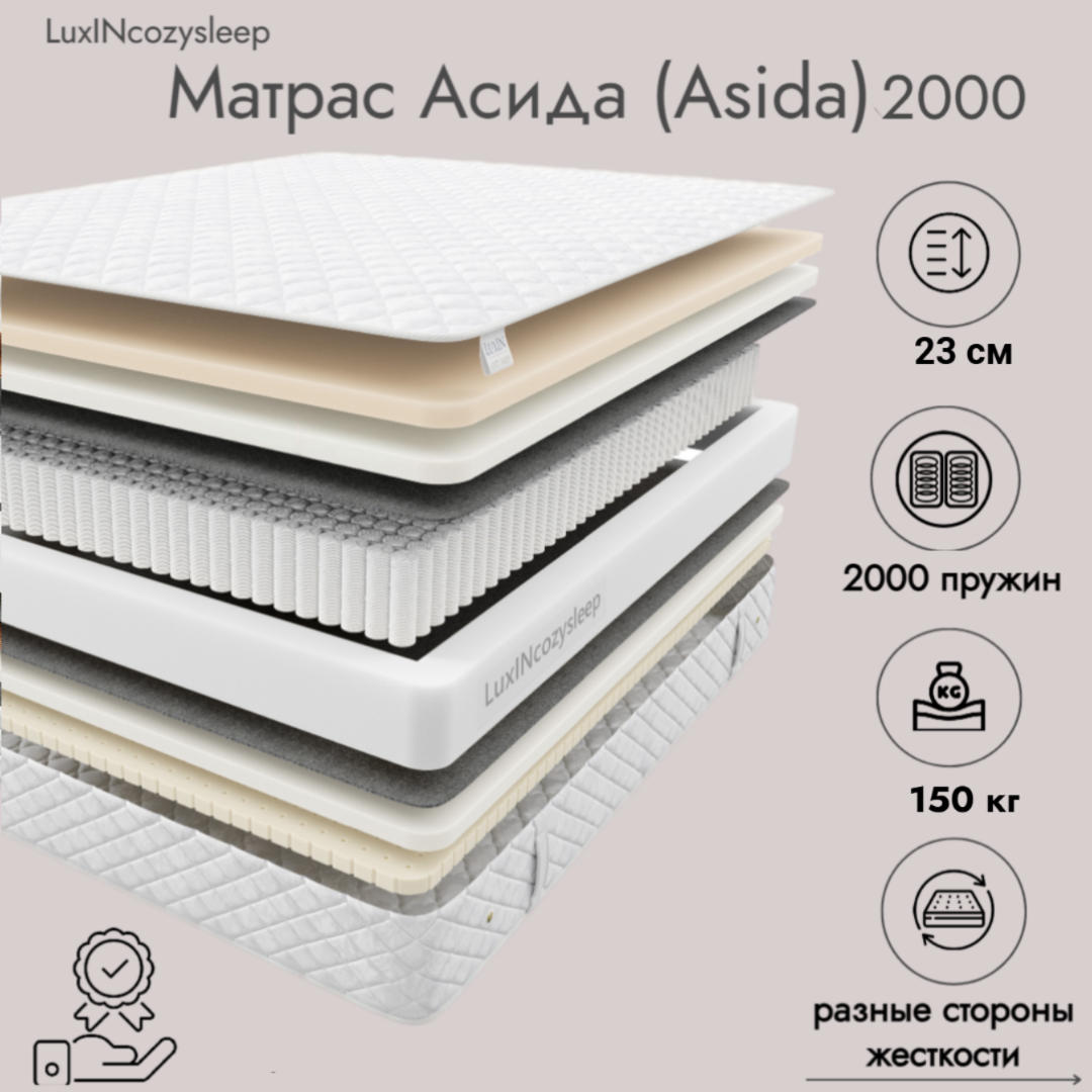 

Матрас LuxINcozysleep Баланс Асида 2000 90х200, Белый, Асида 2000
