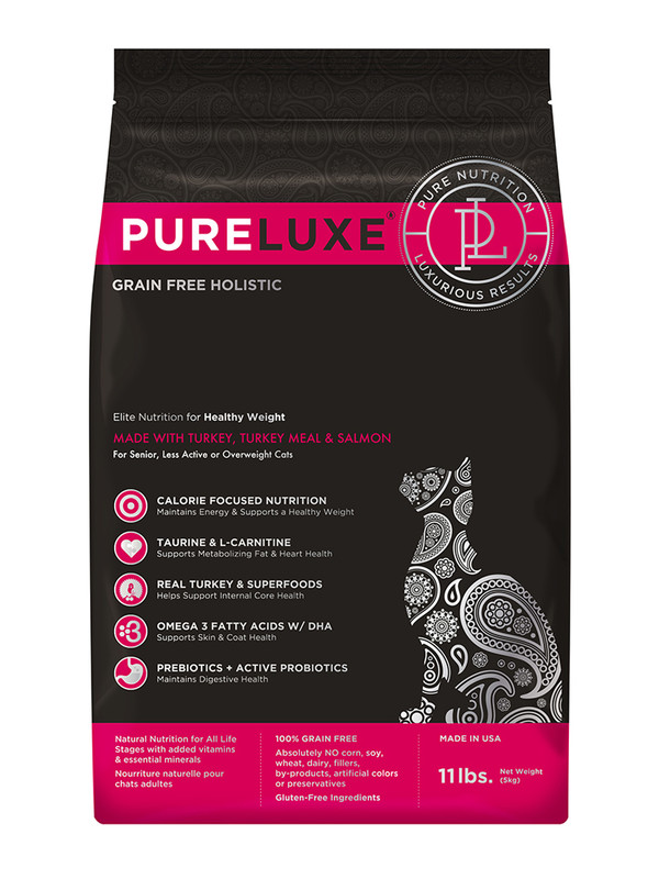 Сухой корм для кошек PureLuxe, беззерновой, для нормализации веса, индейка, лосось, 0,4кг