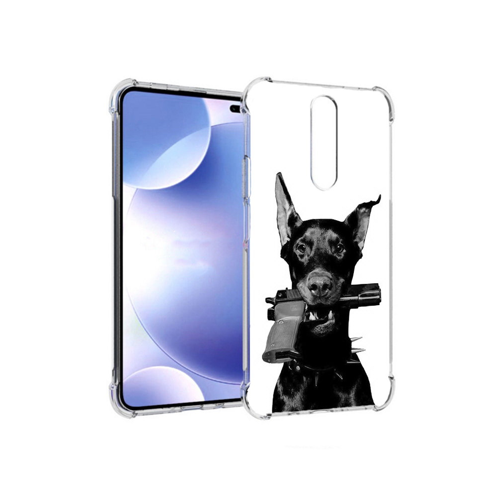 

Чехол MyPads Tocco для Xiaomi Redmi k30 доберман с пистолетом (PT226950.302.331), Прозрачный, Tocco