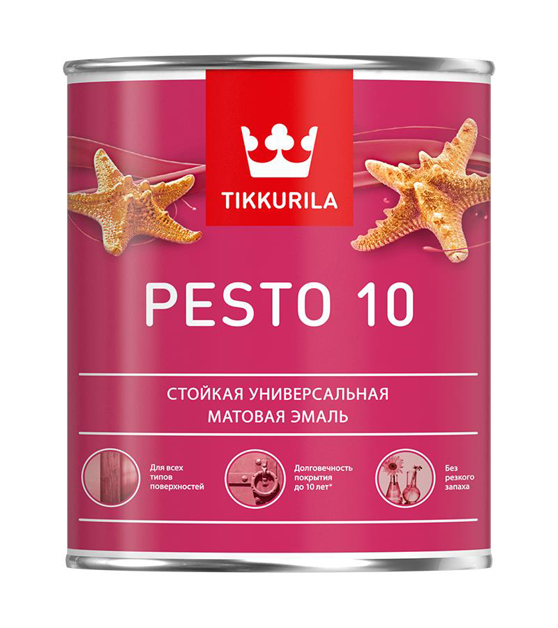 фото Эмаль tikkurila pesto 10 стойкая универсальная матовая база а 0,9 л