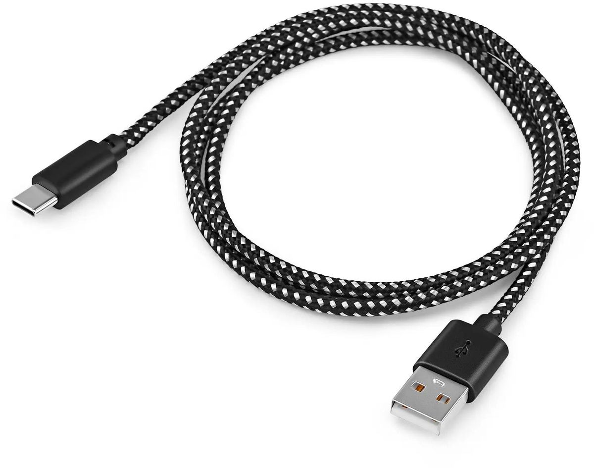 Кабель Buro Braided USB - Type-C, 2.4 А, 1 м, черный (BHP RET TYPEC1)