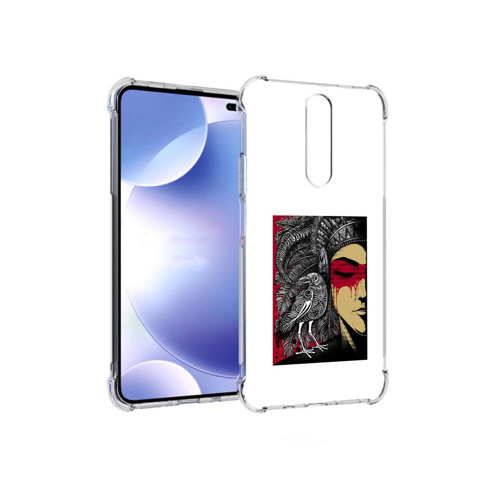 

Чехол MyPads Tocco для Xiaomi Redmi k30 девушка с вороном в абстракции (PT226950.302.311), Прозрачный, Tocco