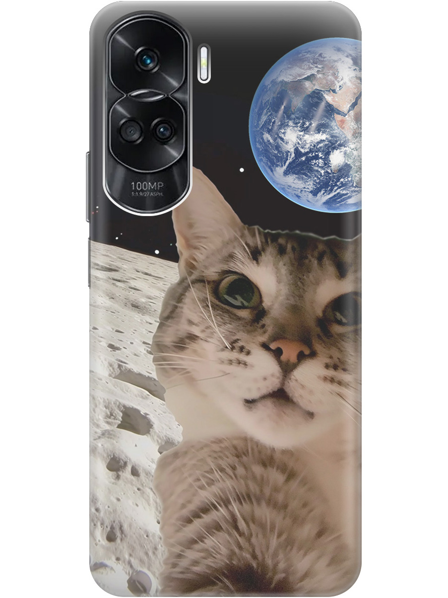 

Силиконовый чехол на Honor 90 Lite с принтом "Котик на луне", Прозрачный;белый;серый;черный, 772622612